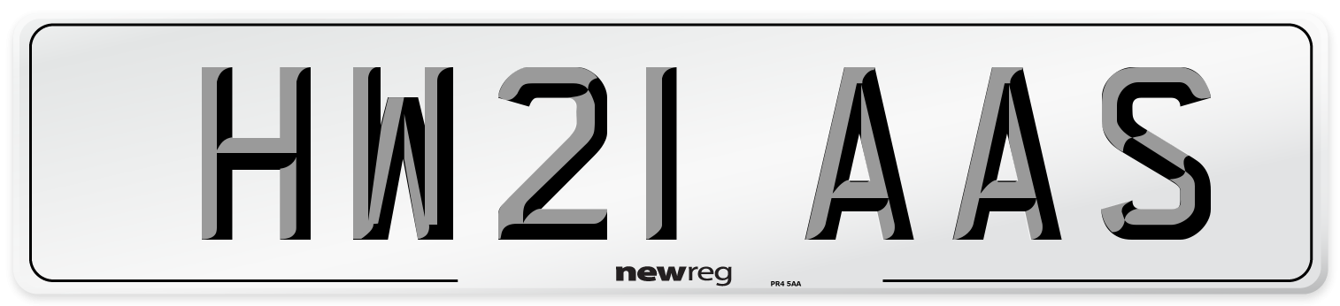 HW21 AAS Number Plate from New Reg